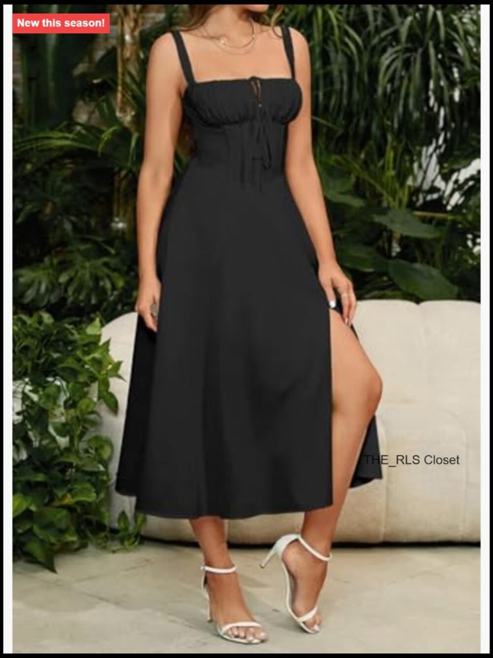 Milkmaid Corset Dress Spaghetti Strap Bustier A Line Slit Swing Flowy Casual - Picture 2 of 7
